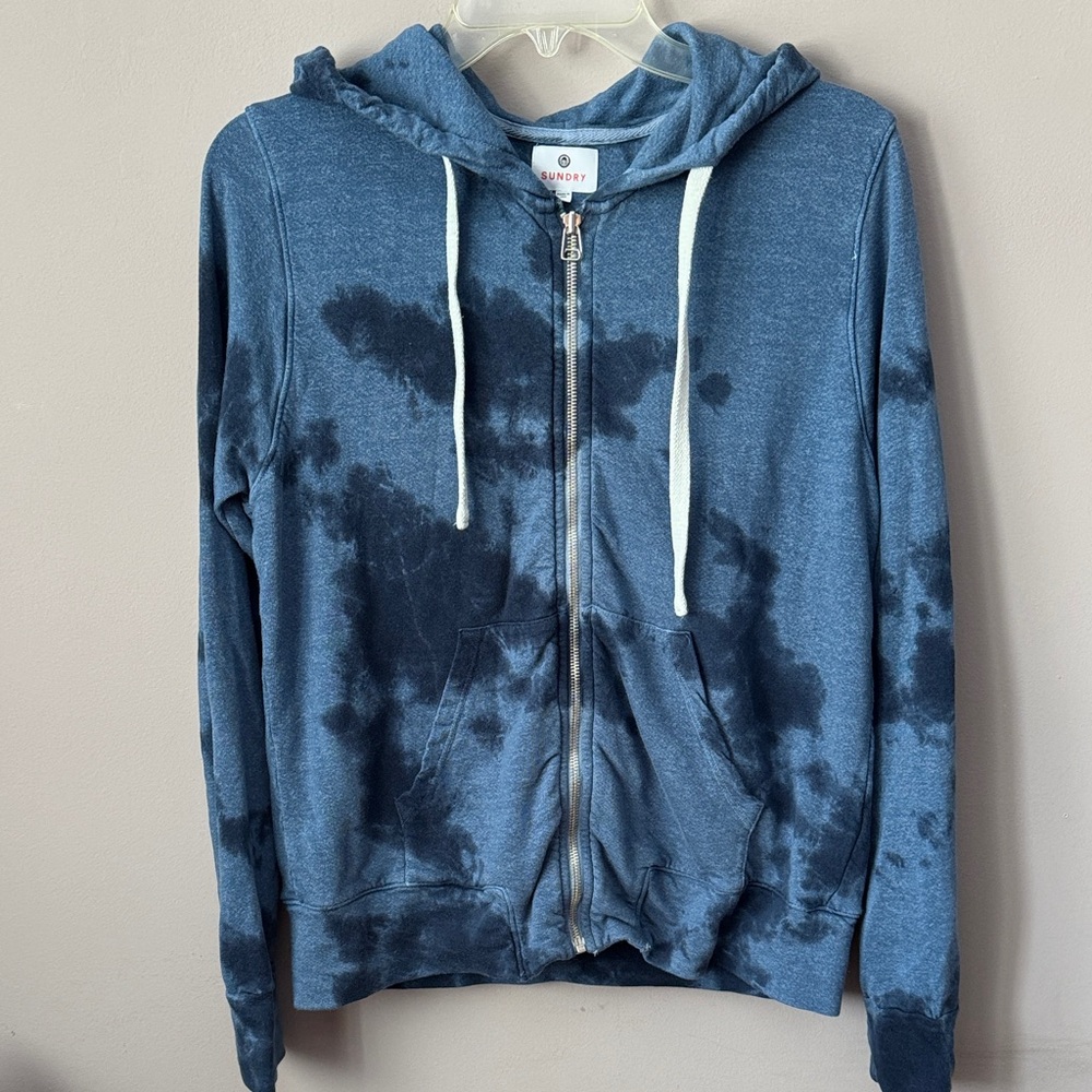 Sundry Blue Tie-die Zip-Up Hoodie Jacket size 2